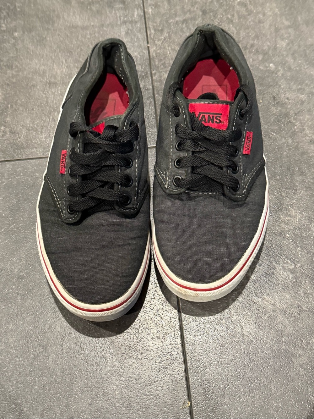 Vans Black Canvas Low-Top Sneakers with Red Accents